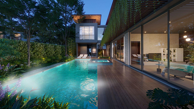 Biệt thự Tokyu Retreat sở hữu bể bơi khoáng nóng tự nhiên 4 mùa dẫn trực tiếp vào từng căn