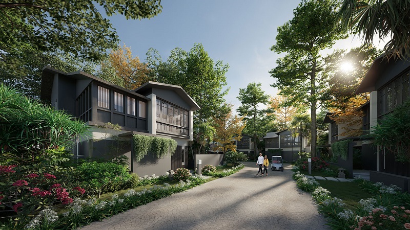 Phối cảnh biệt thự đơn lập Meiji Villas dự án Tokyu Retreat Phú Thọ